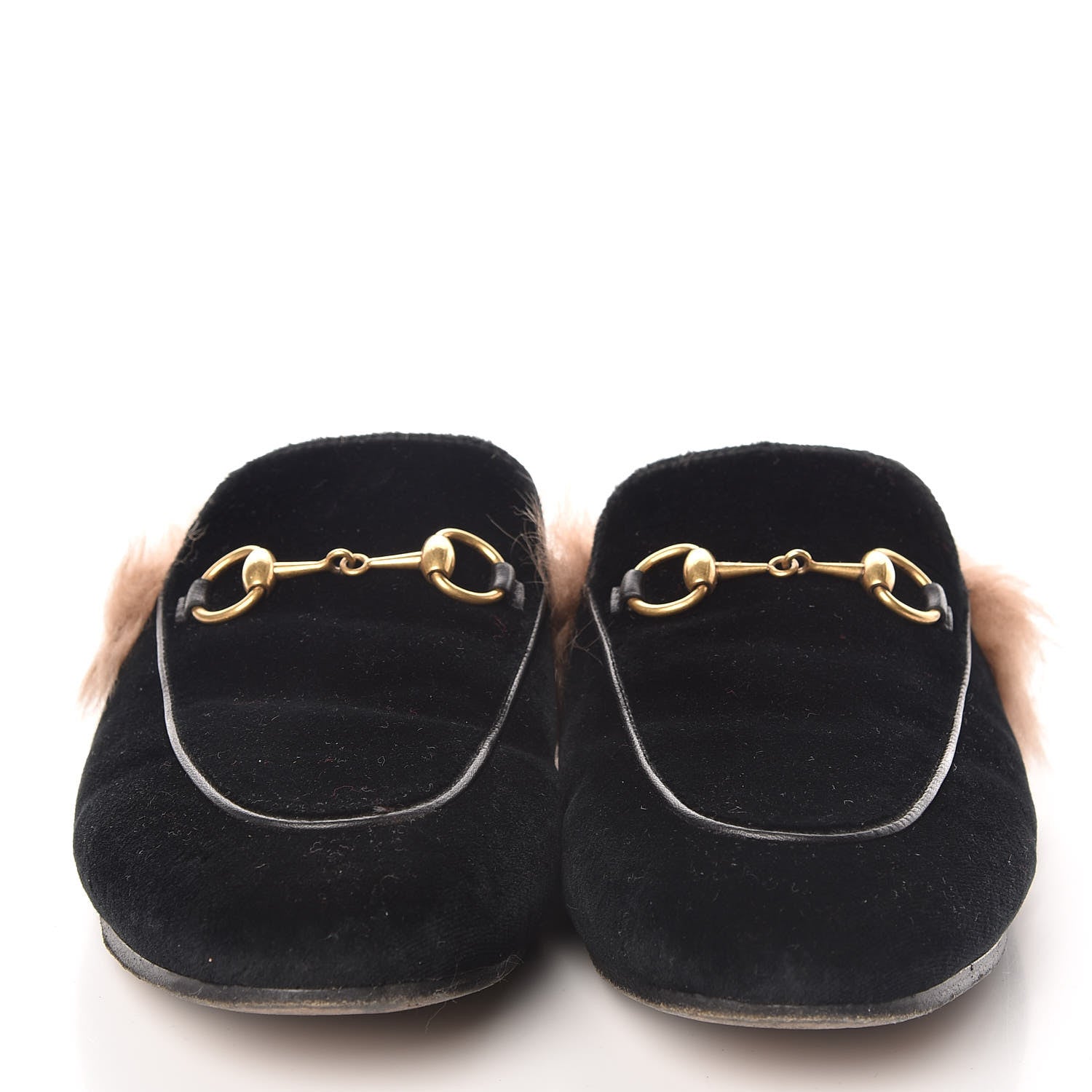 Gucci Velvet Fur Womens Princetown Slippers 37 Black 2 of 10