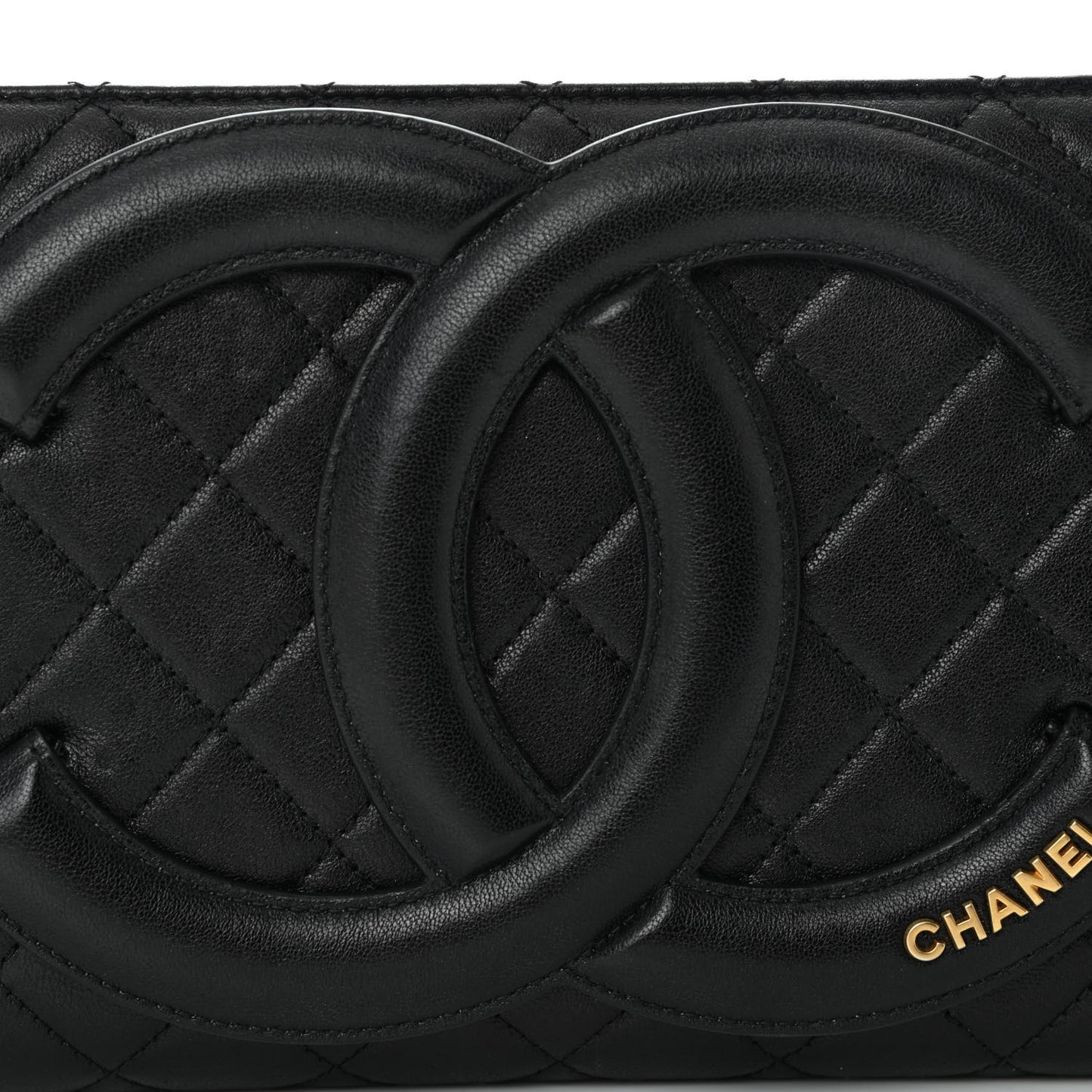 Lambskin Quilted Coco Midnight Clutch Black