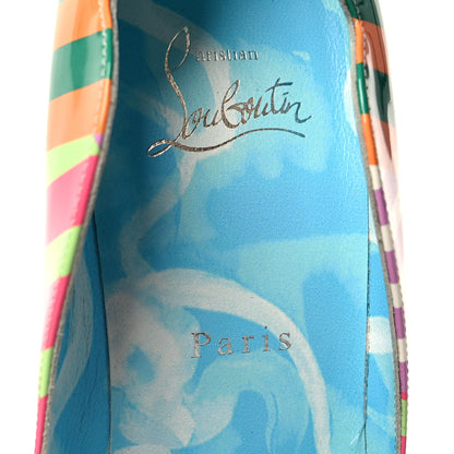 Christian Louboutin Patent Striped Grand Bain Swimming Pool Hot Chick 100 Pumps 38.5 Multicolor Lin Blue White 7 of 9