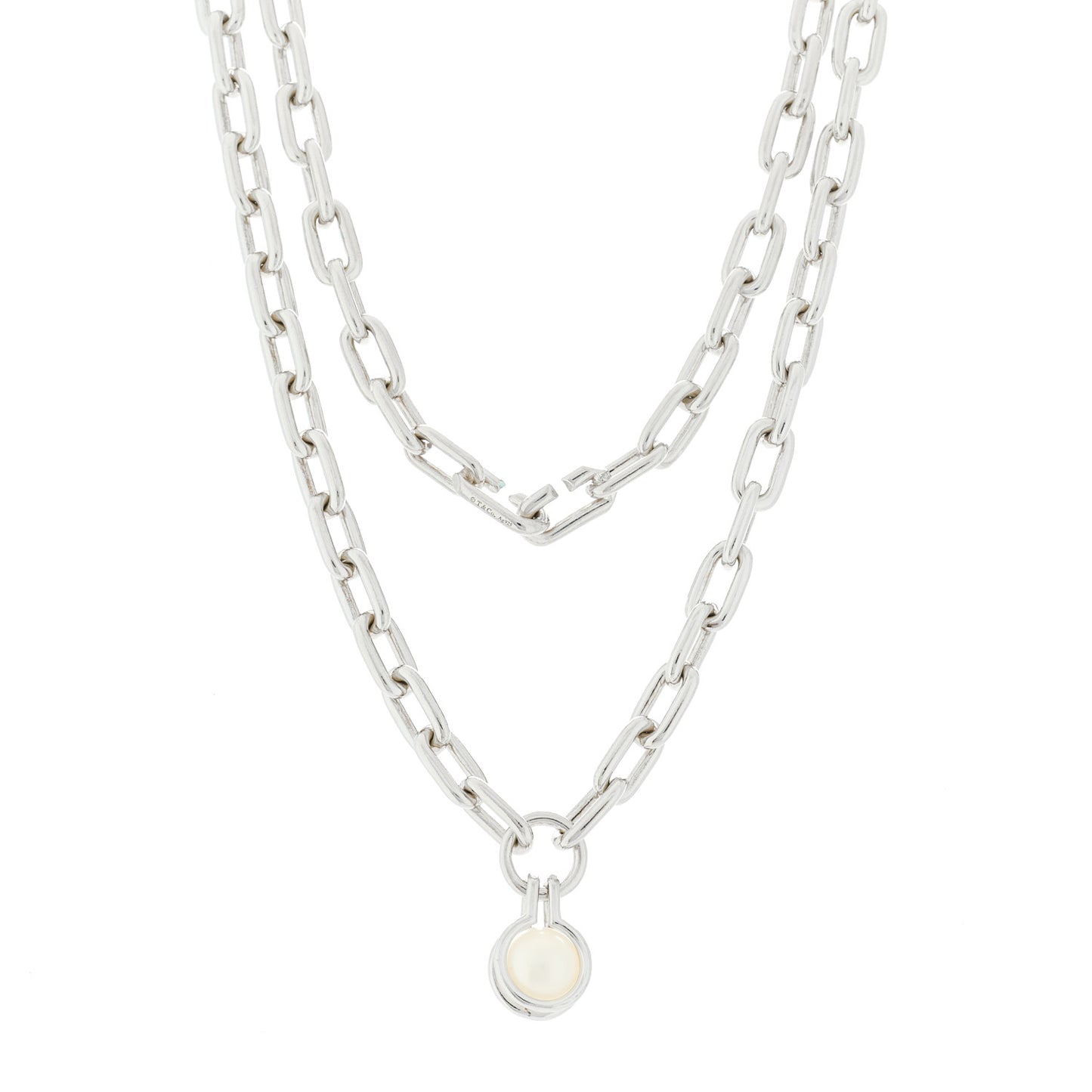 Sterling Silver Cultured Pearl HardWear Necklace