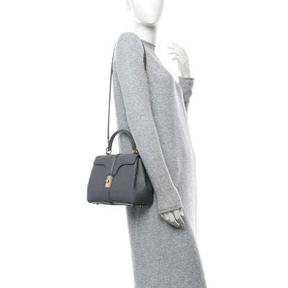 Celine Grained Calfskin Small 16 Top Handle Bag Medium Grey 2 of 15