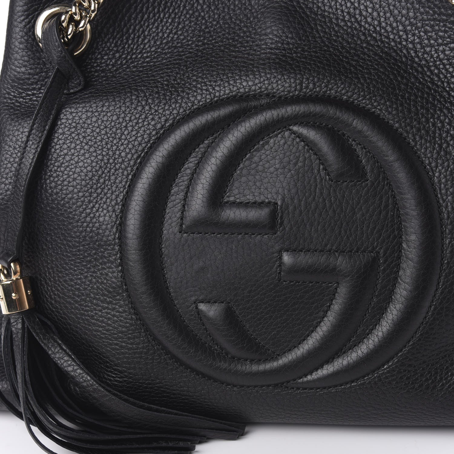 Gucci Pebbled Calfskin Medium Soho Chain Shoulder Bag Black 10 of 11