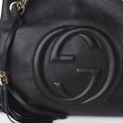 Gucci Pebbled Calfskin Medium Soho Chain Shoulder Bag Black 10 of 11