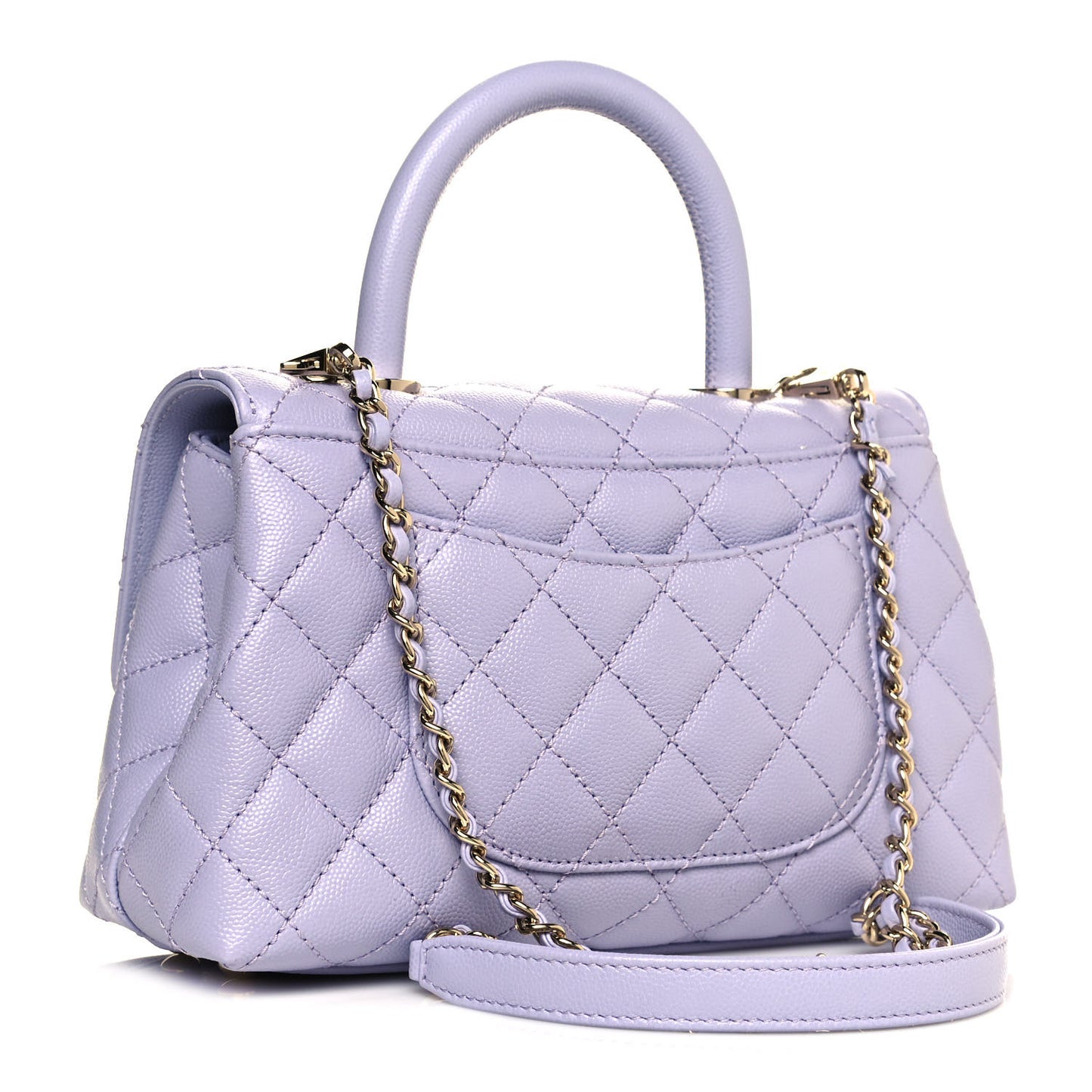 Caviar Quilted Mini Coco Handle Flap Light Purple