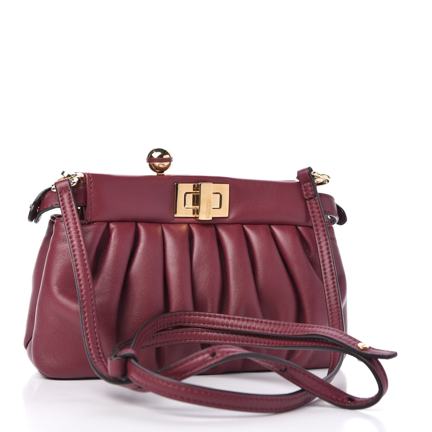 Shiny Nappa Small Peekaboo Click Bag Barolo