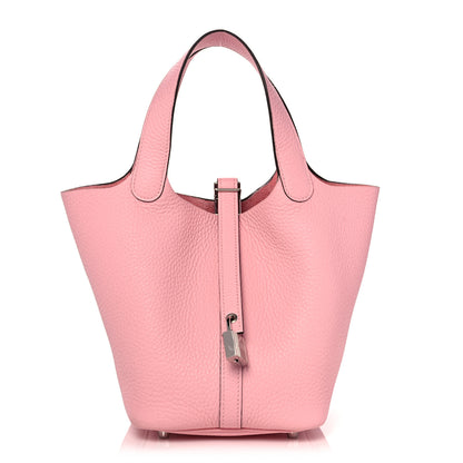 Hermes Taurillon Clemence Picotin Lock 18 PM Rose Sakura 1 of 10