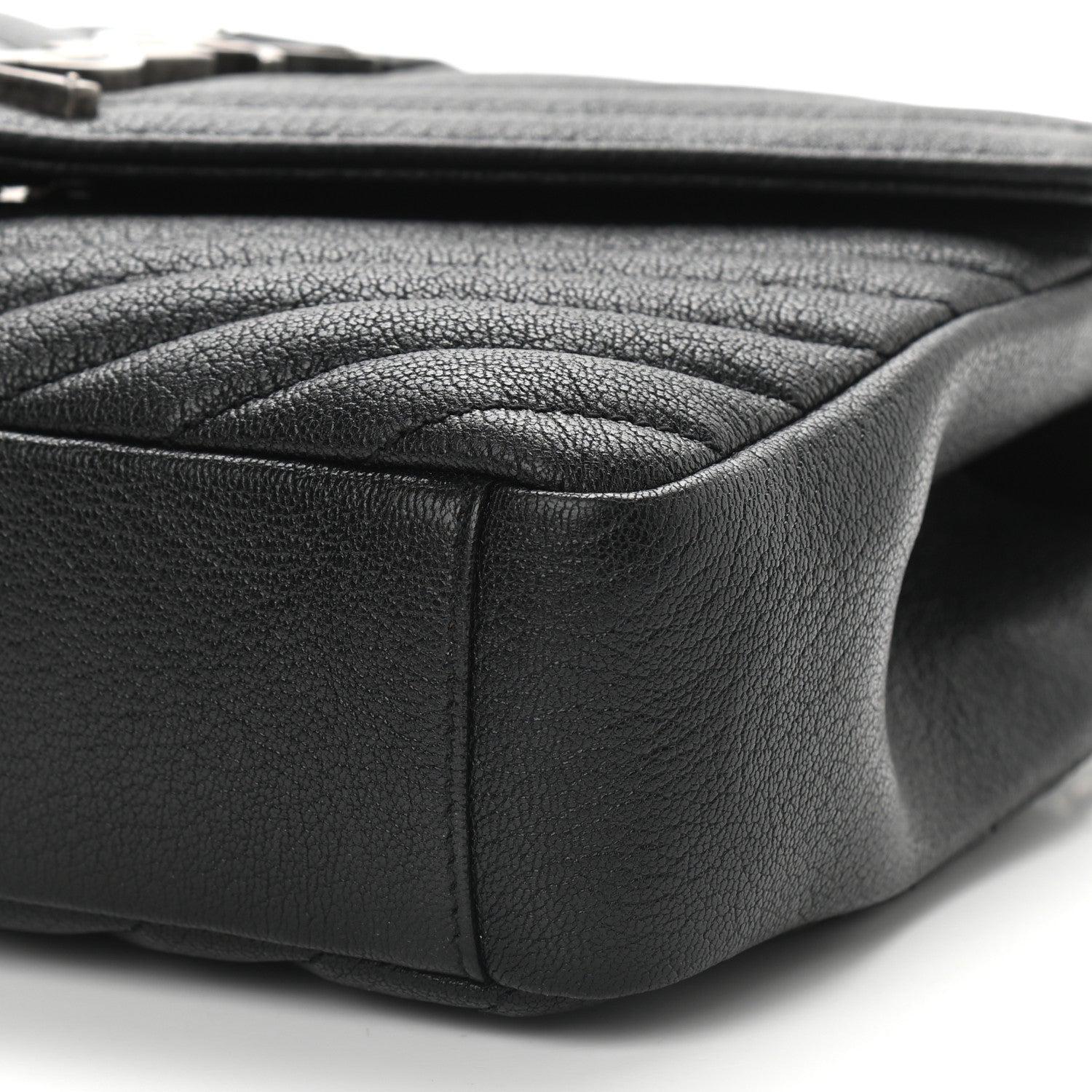 Saint Laurent Sheepskin Matelasse Chevron Monogram Medium College Bag Black 8 of 8