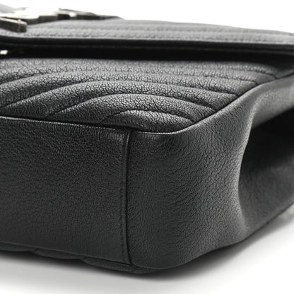 Saint Laurent Sheepskin Matelasse Chevron Monogram Medium College Bag Black 8 of 8