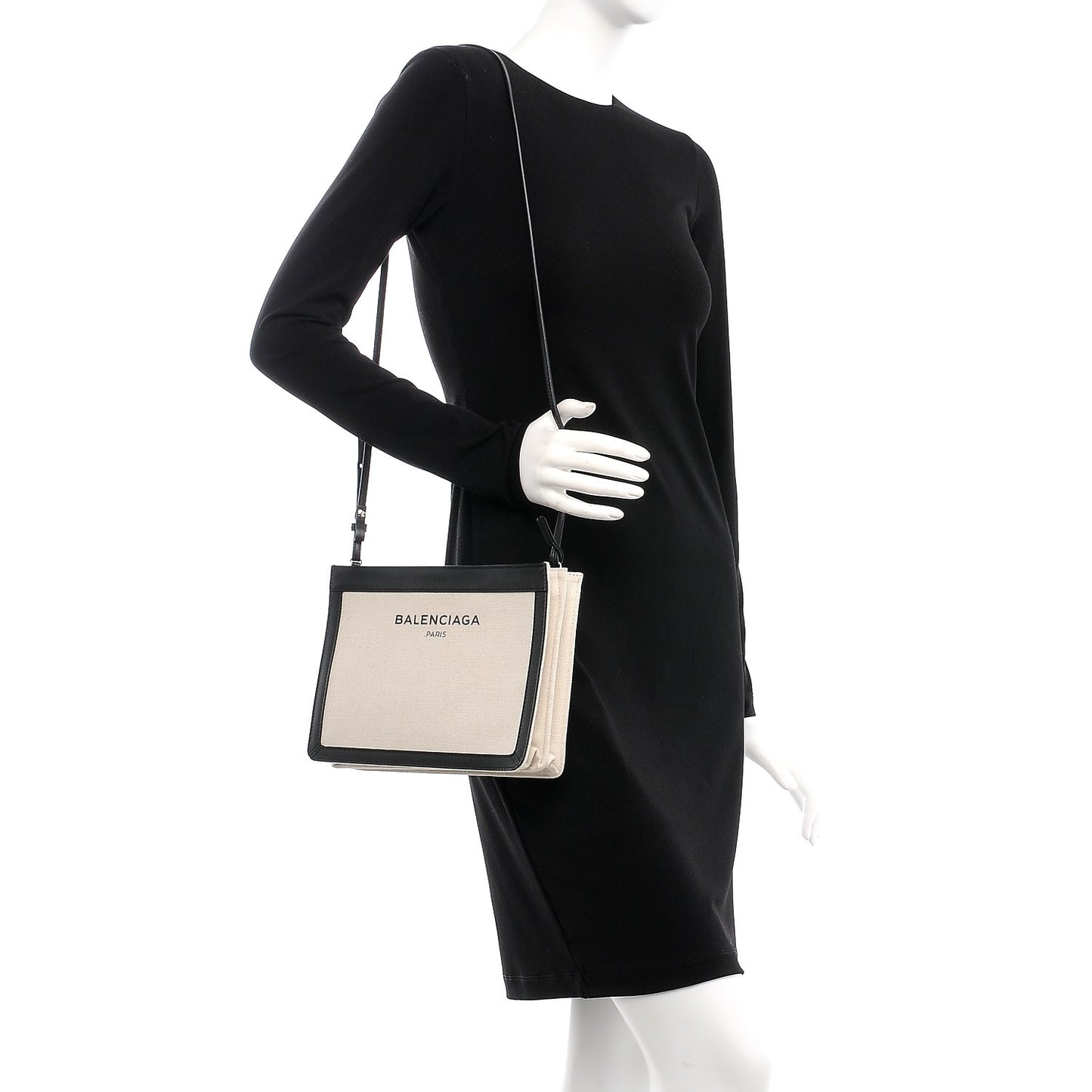 Cotton Canvas Pochette Crossbody Bag Black