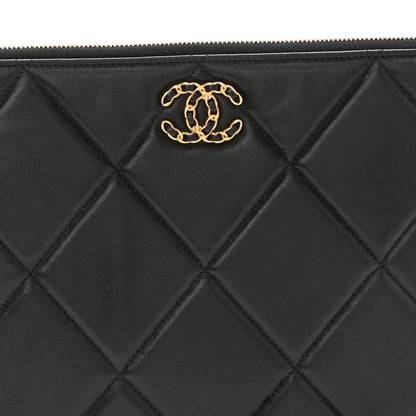 Chanel Goatskin Quilted Large Chanel 19 Pouch Black 8 of 11