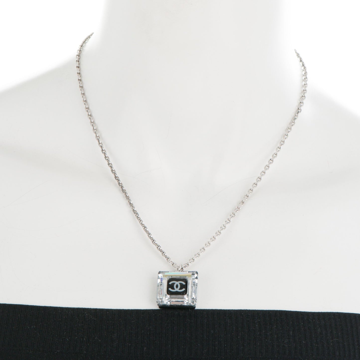 Lucite CC Square Charm Necklace