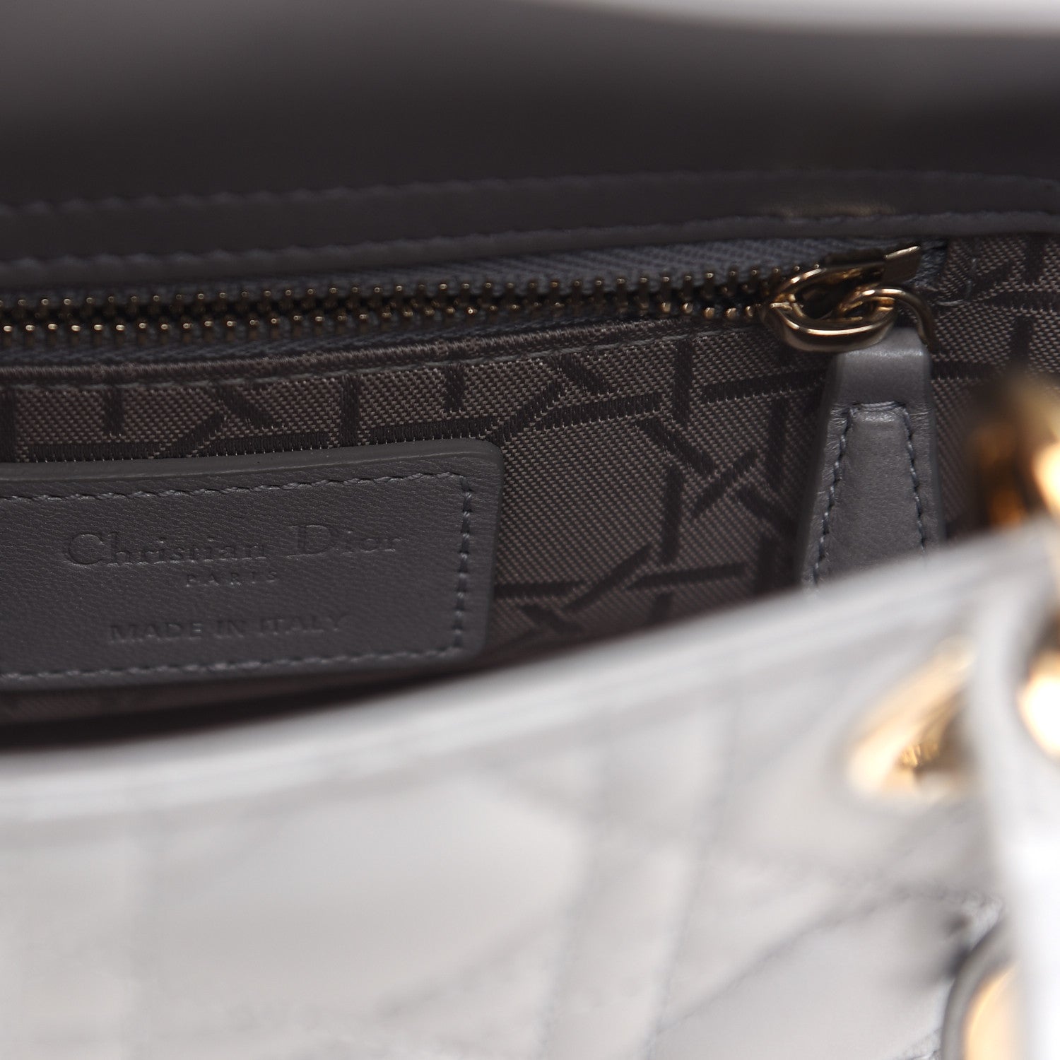 Christian Dior Metallic Lambskin Cannage Mini Lady Dior Grey 8 of 9