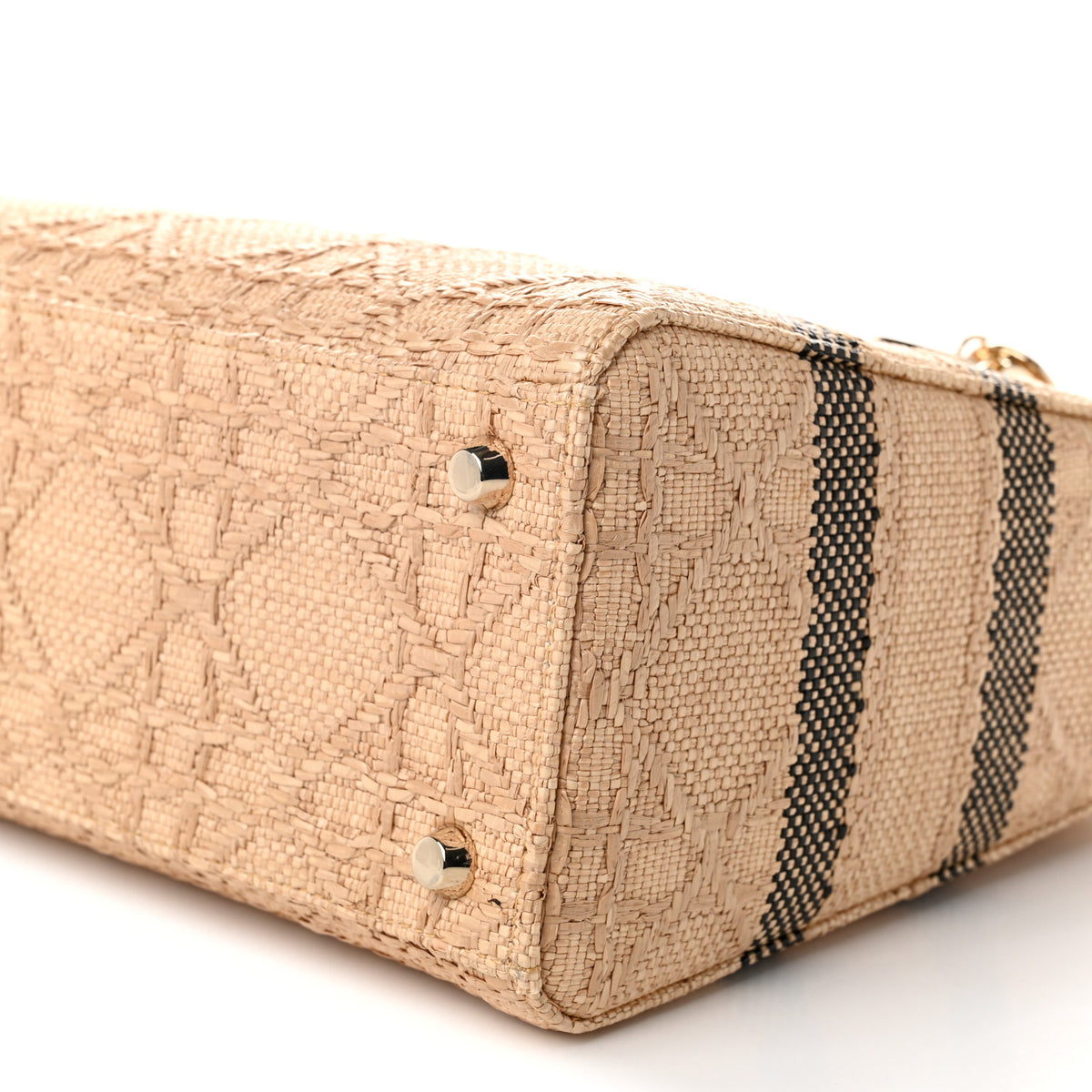 Christian Dior Raffia Woven Cannage Embroidered Medium Lady D-Lite Natural Black 10 of 10