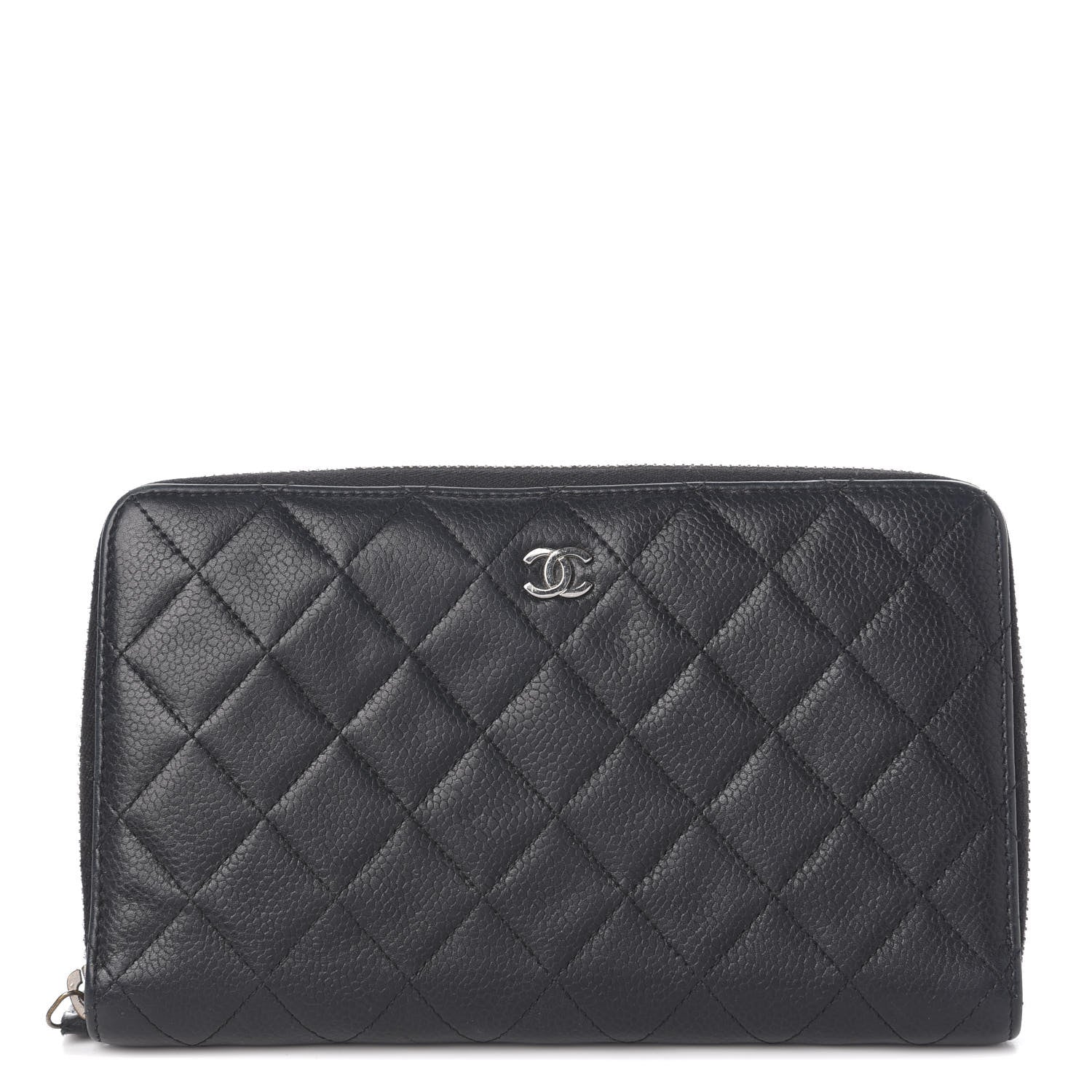 Chanel Caviar Quilted Large Zip Around Organizer Wallet Black 1 of 8