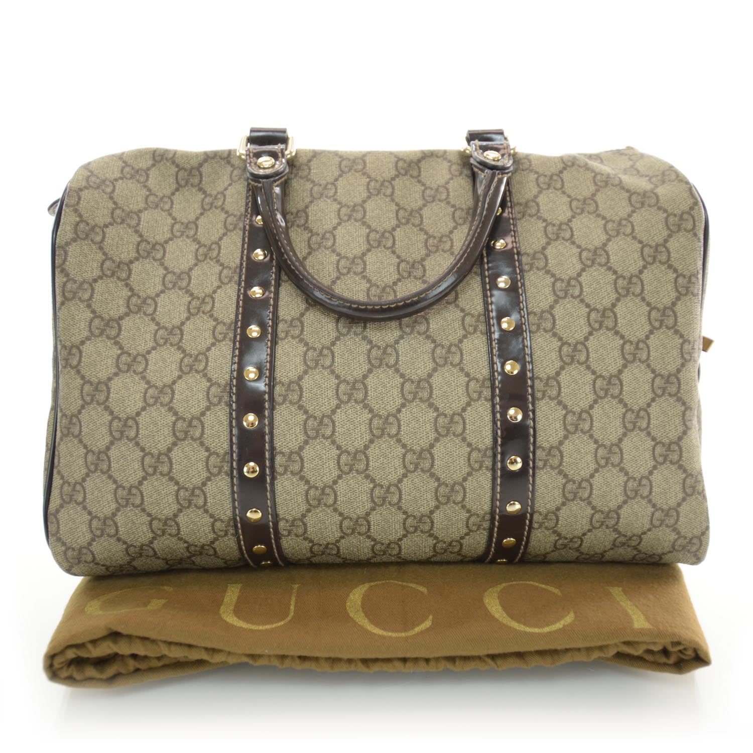 Gucci Monogram Guccissima Hearts Studded Medium Joy Boston Dark Brown 3 of 7
