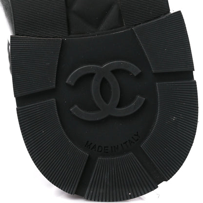 Chanel Calfskin Knit CC Short Boots 37 Black 7 of 11
