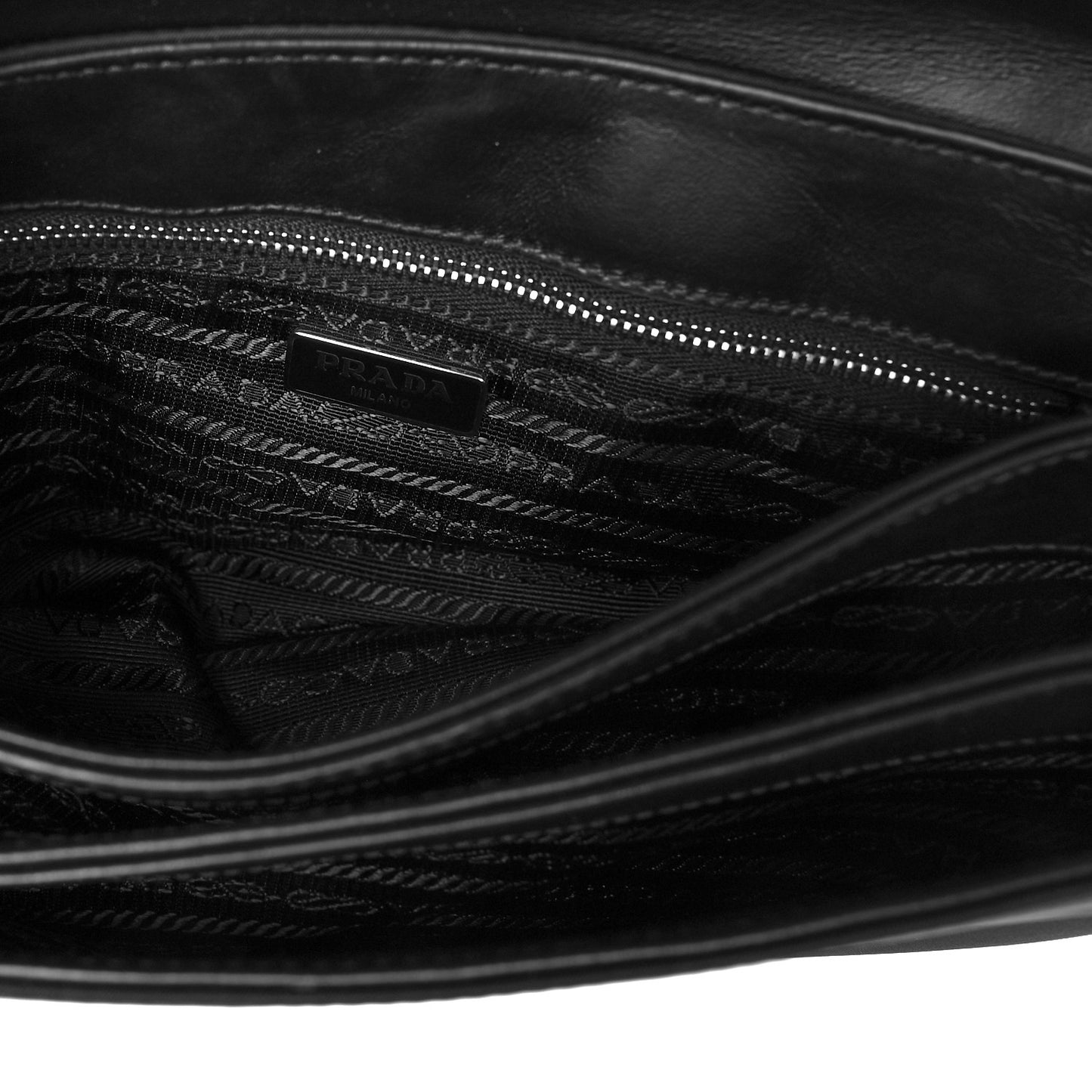 Saffiano Tessuto Nylon Chain Shoulder Bag Black