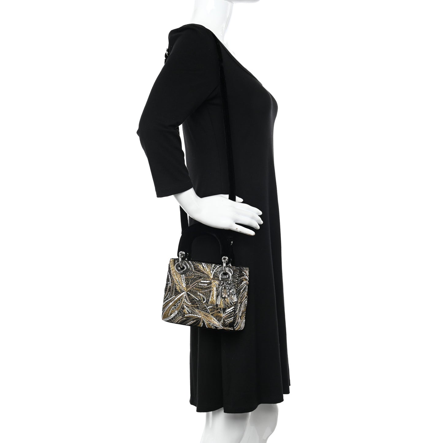 Velvet Embellished Jack Pierson Art Mini Lady Dior Gold Black Multicolor