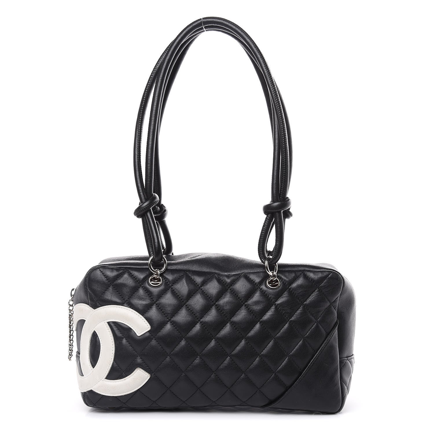Chanel Calfskin Quilted Large Cambon Bowler Black White 1 of 22
