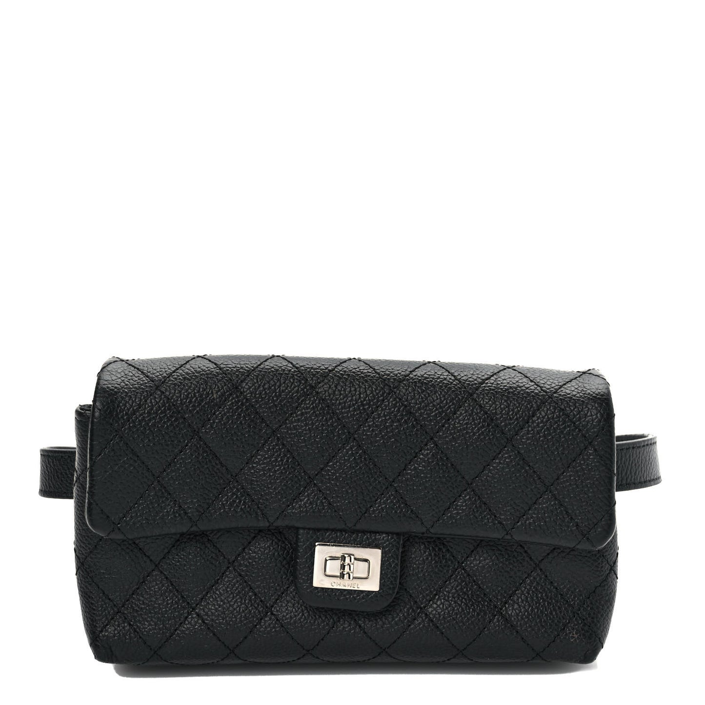 Grained Calfskin Quilted 2.55 Reissue Flap Belt Bag Clutch Black