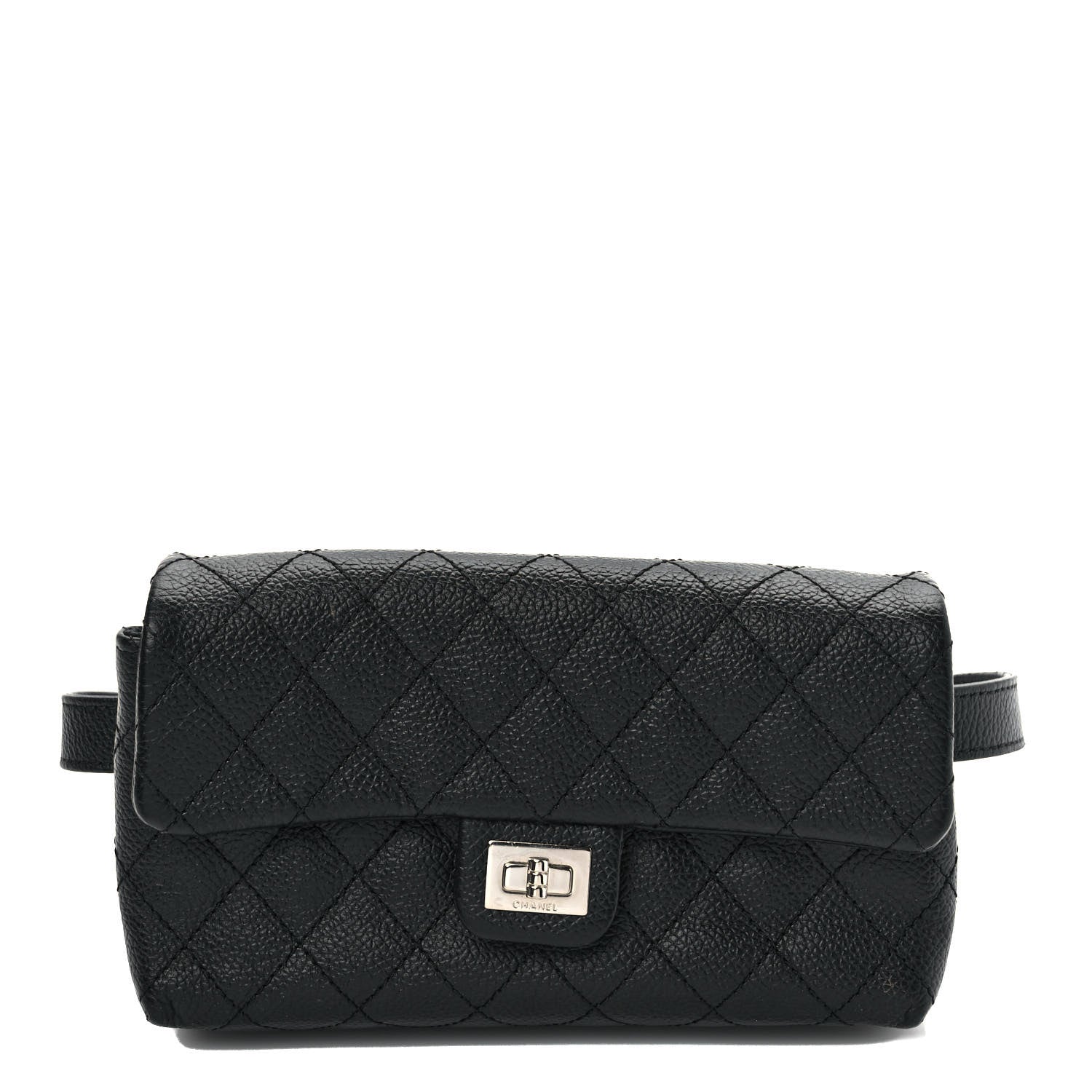 Chanel Grained Calfskin Quilted 2.55 Reissue Flap Belt Bag Clutch Black 1 of 12
