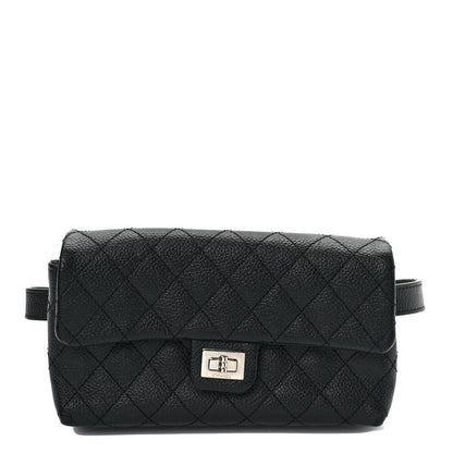 Chanel Grained Calfskin Quilted 2.55 Reissue Flap Belt Bag Clutch Black 1 of 12