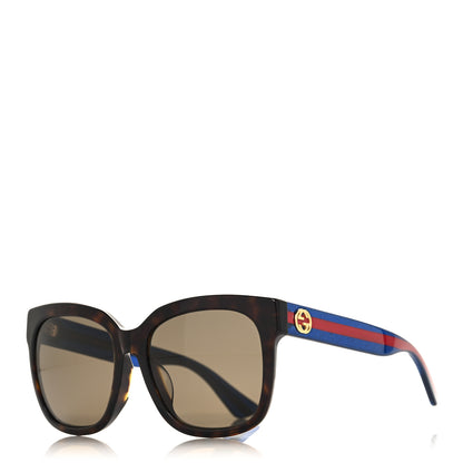 Gucci Square Frame Glitter Sunglasses GG0034SA Tortoise Blue 1 of 7