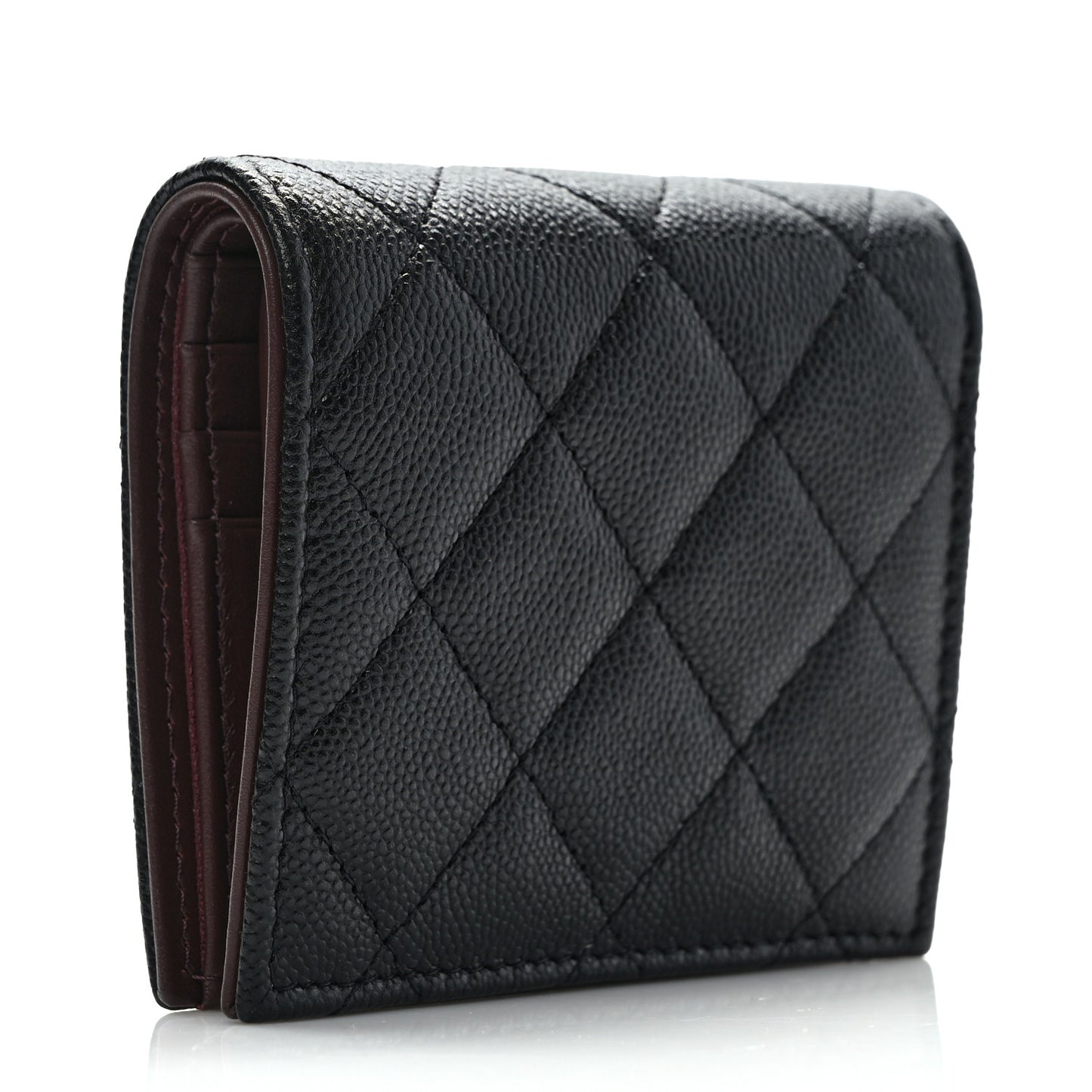 Caviar Quilted Compact Bifold Wallet Black