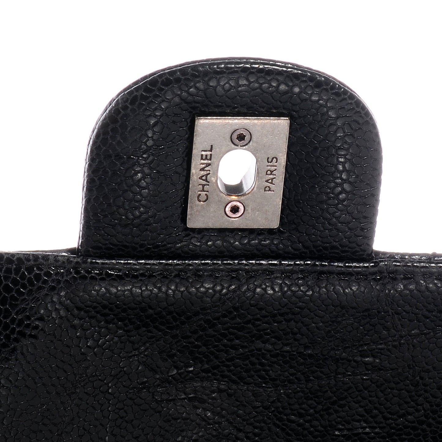 Crumpled Grained Calfskin CC Crave Jumbo Flap Black