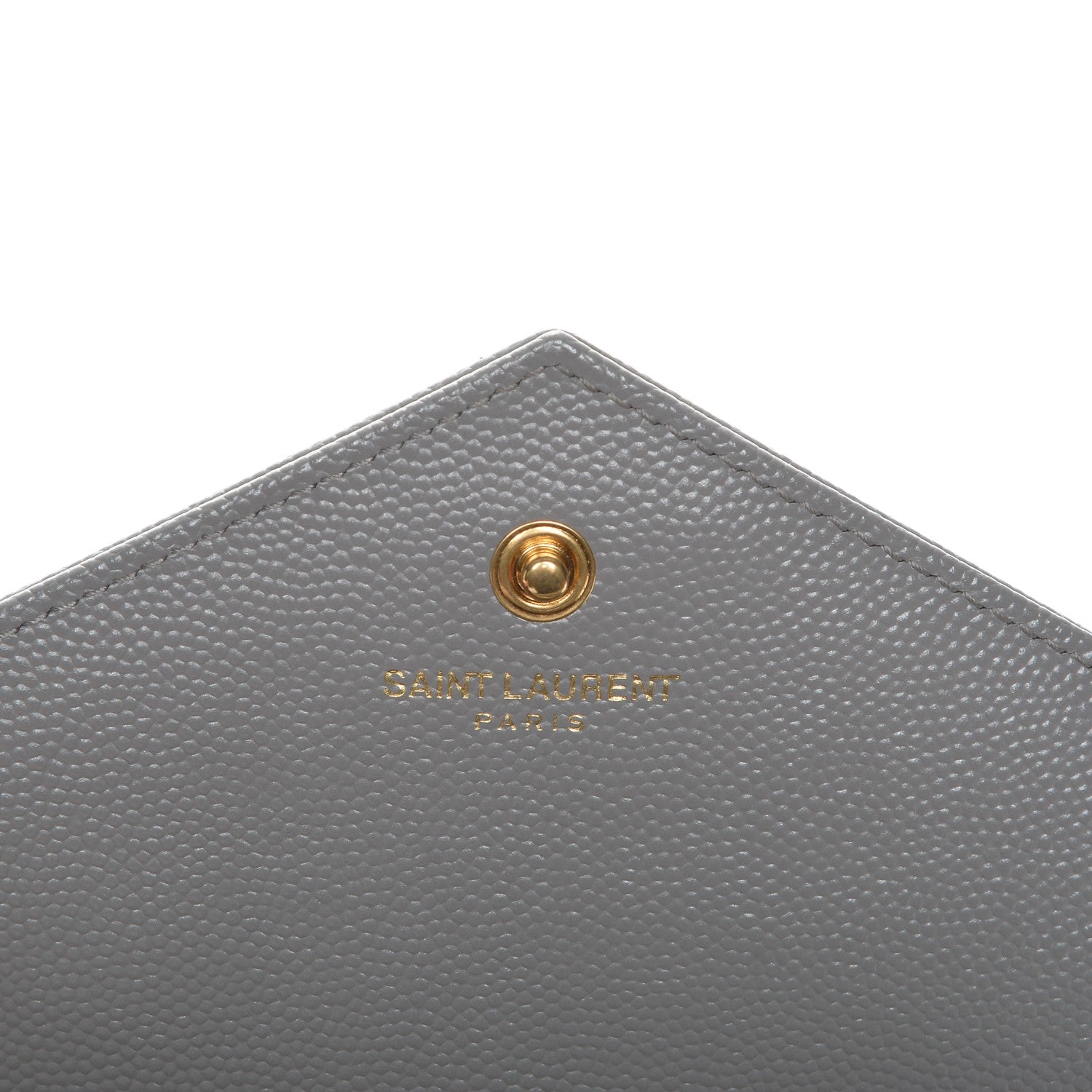 Saint Laurent Grain De Poudre Matelasse Chevron Monogram Chain Wallet Oyster Grey 7 of 7