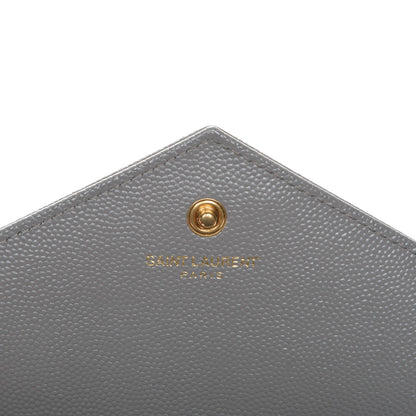 Saint Laurent Grain De Poudre Matelasse Chevron Monogram Chain Wallet Oyster Grey 7 of 7