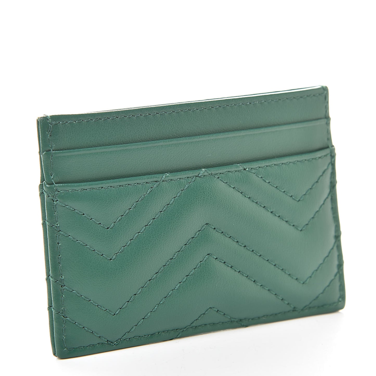 Calfskin Matelasse GG Marmont Card Holder Emerald Green