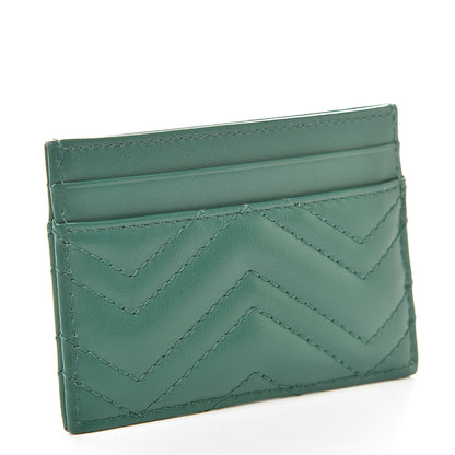 Gucci Calfskin Matelasse GG Marmont Card Holder Emerald Green 3 of 7