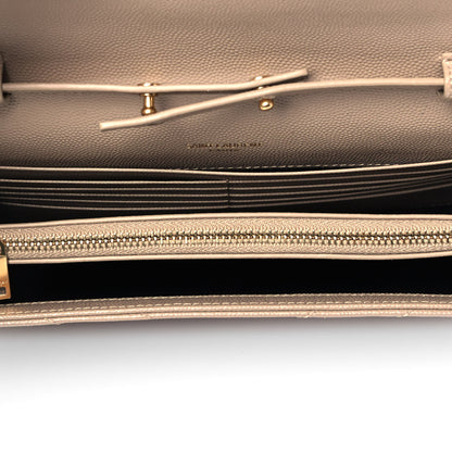 Saint Laurent Grain De Poudre Matelasse Chevron Monogram Chain Wallet Dark Beige 5 of 8