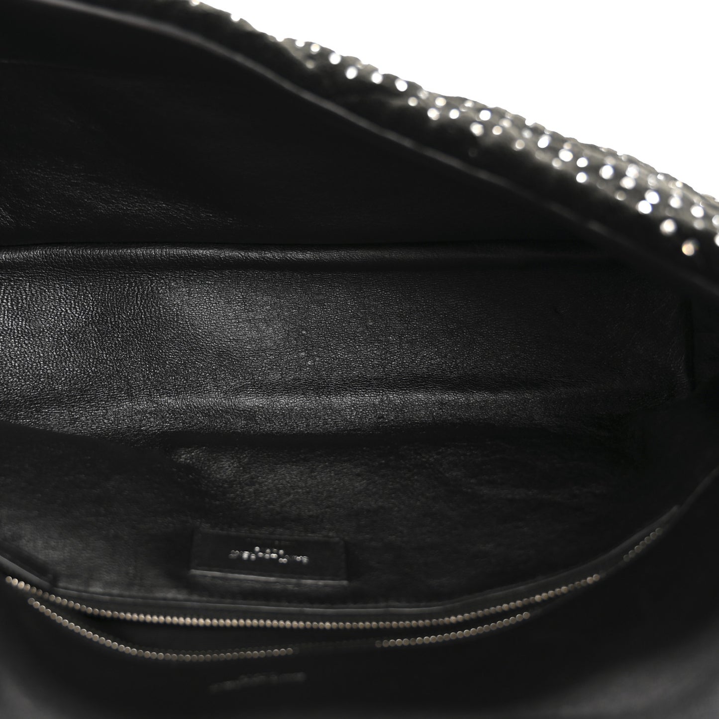 Velvet Lambskin Quilted Rhinestone Sade Puffer Envelope Clutch Black