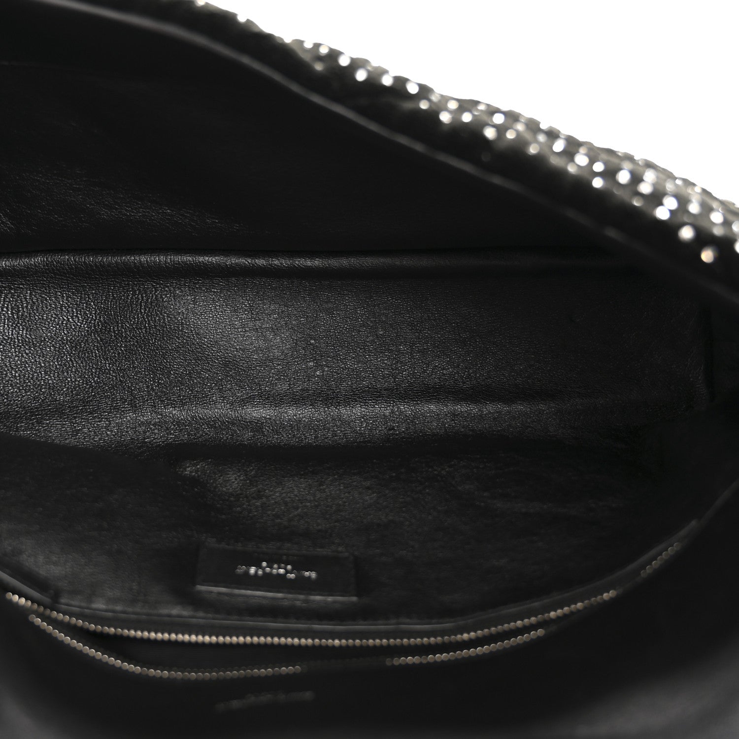 Saint Laurent Velvet Lambskin Quilted Rhinestone Sade Puffer Envelope Clutch Black 5 of 10