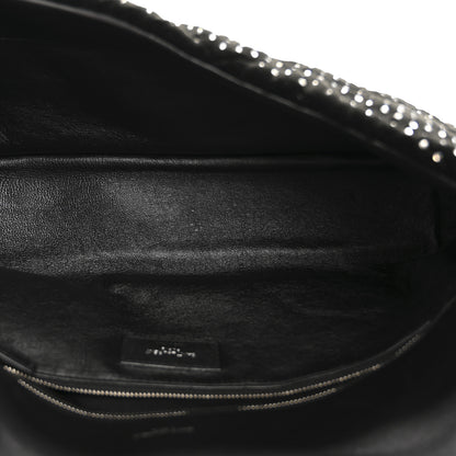 Saint Laurent Velvet Lambskin Quilted Rhinestone Sade Puffer Envelope Clutch Black 5 of 10