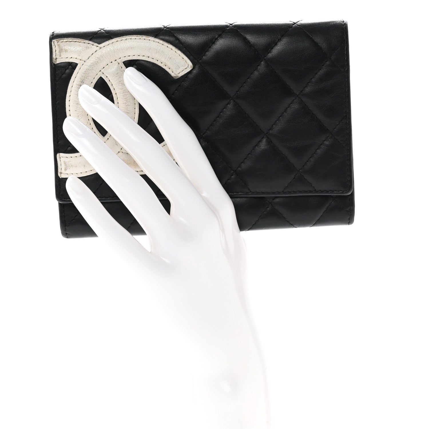 Chanel Calfskin Quilted Cambon Flap Wallet Black White 2 of 8