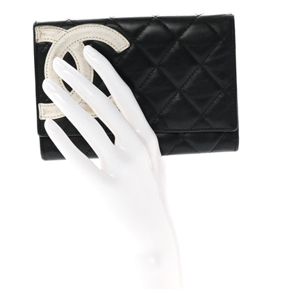 Chanel Calfskin Quilted Cambon Flap Wallet Black White 2 of 8