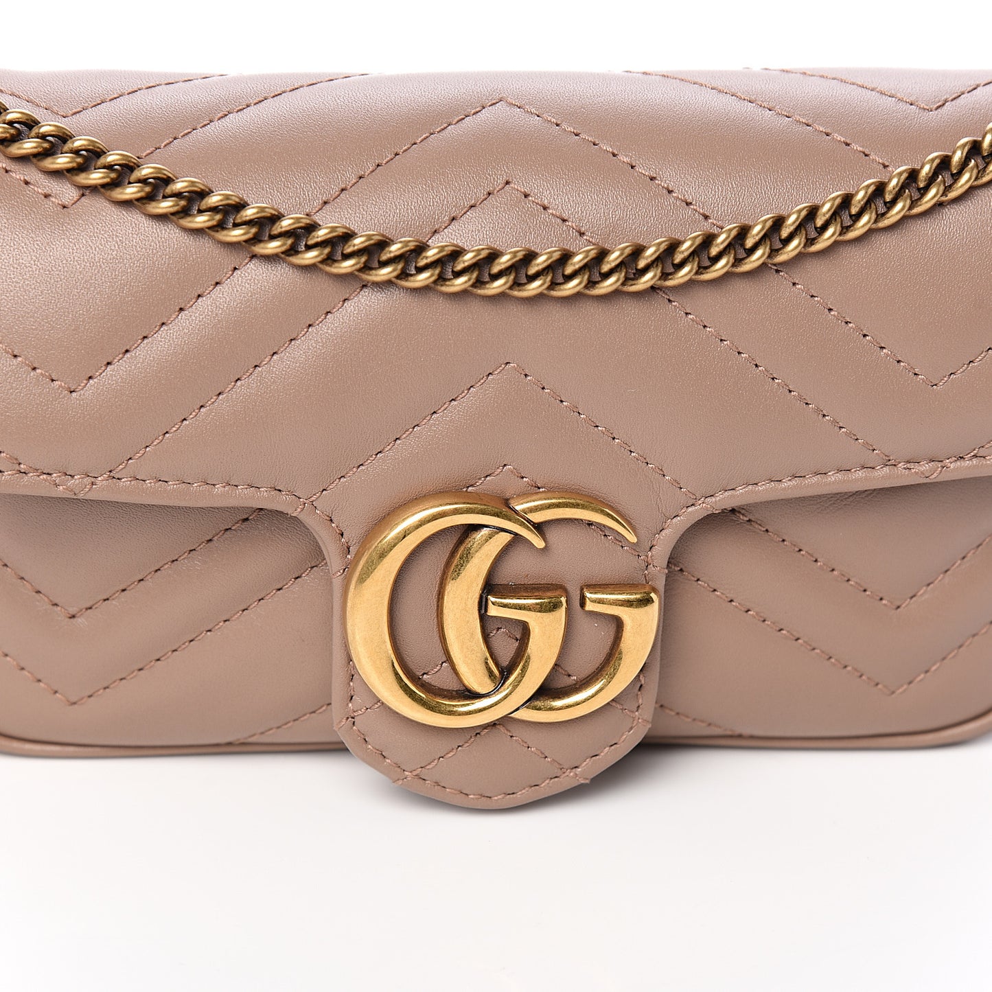 Calfskin Matelasse Super Mini GG Marmont Shoulder Bag Porcelain Rose