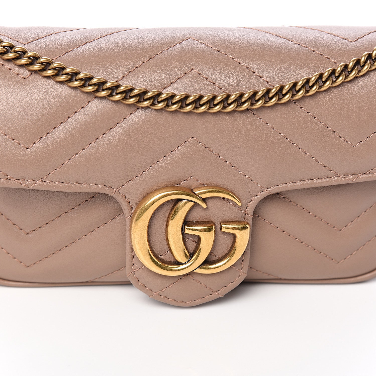 Gucci Calfskin Matelasse Super Mini GG Marmont Shoulder Bag Porcelain Rose 9 of 9