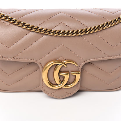 Gucci Calfskin Matelasse Super Mini GG Marmont Shoulder Bag Porcelain Rose 9 of 9