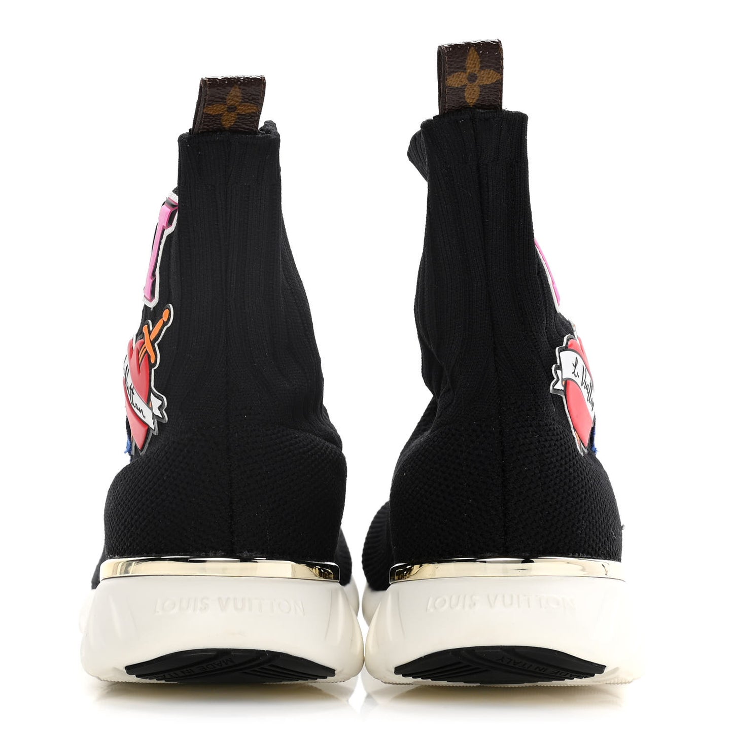 Stretch Fabric LV Black Heart Sock Sneaker 39 Black