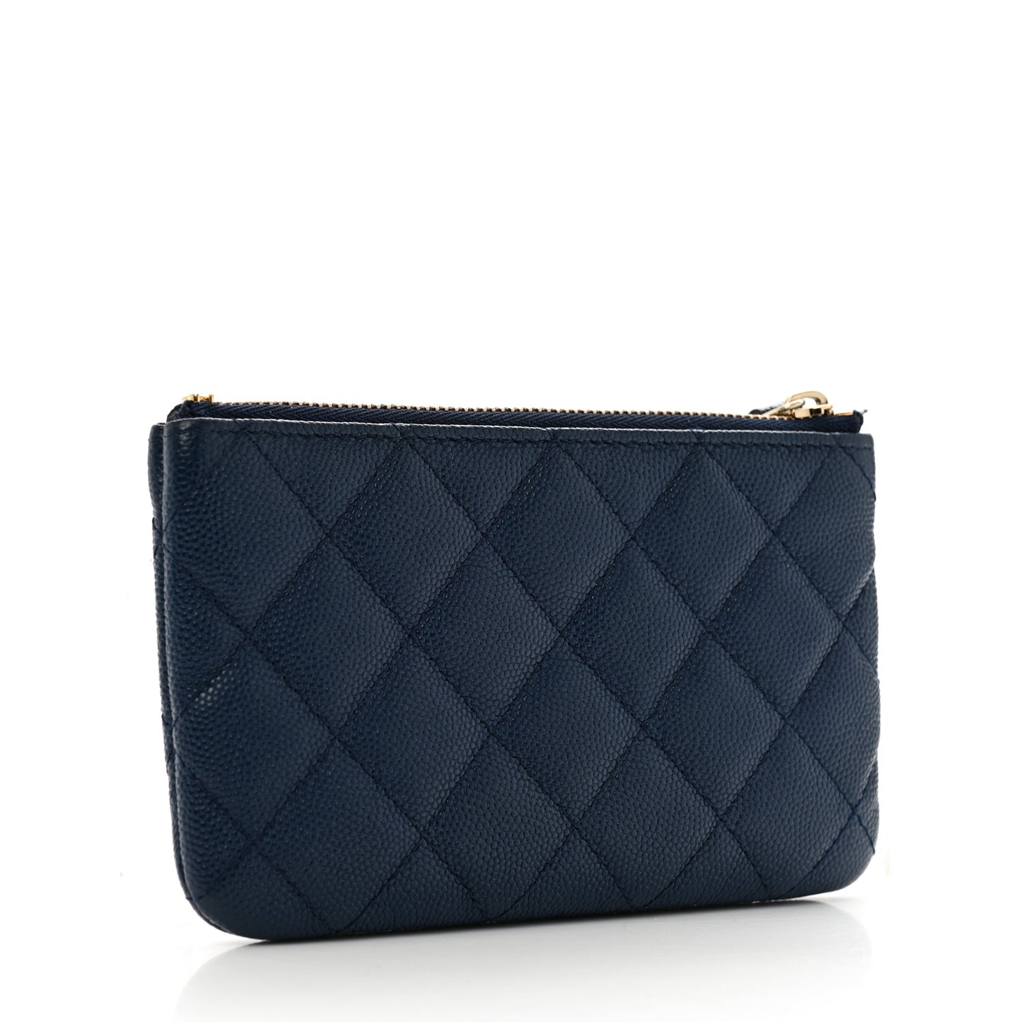 Caviar Quilted Small Cosmetic Case Navy Blue