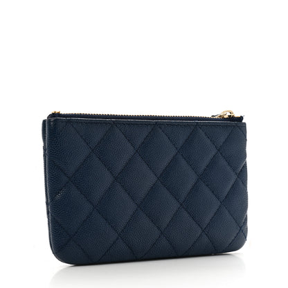 Chanel Caviar Quilted Small Cosmetic Case Navy Blue 3 of 9