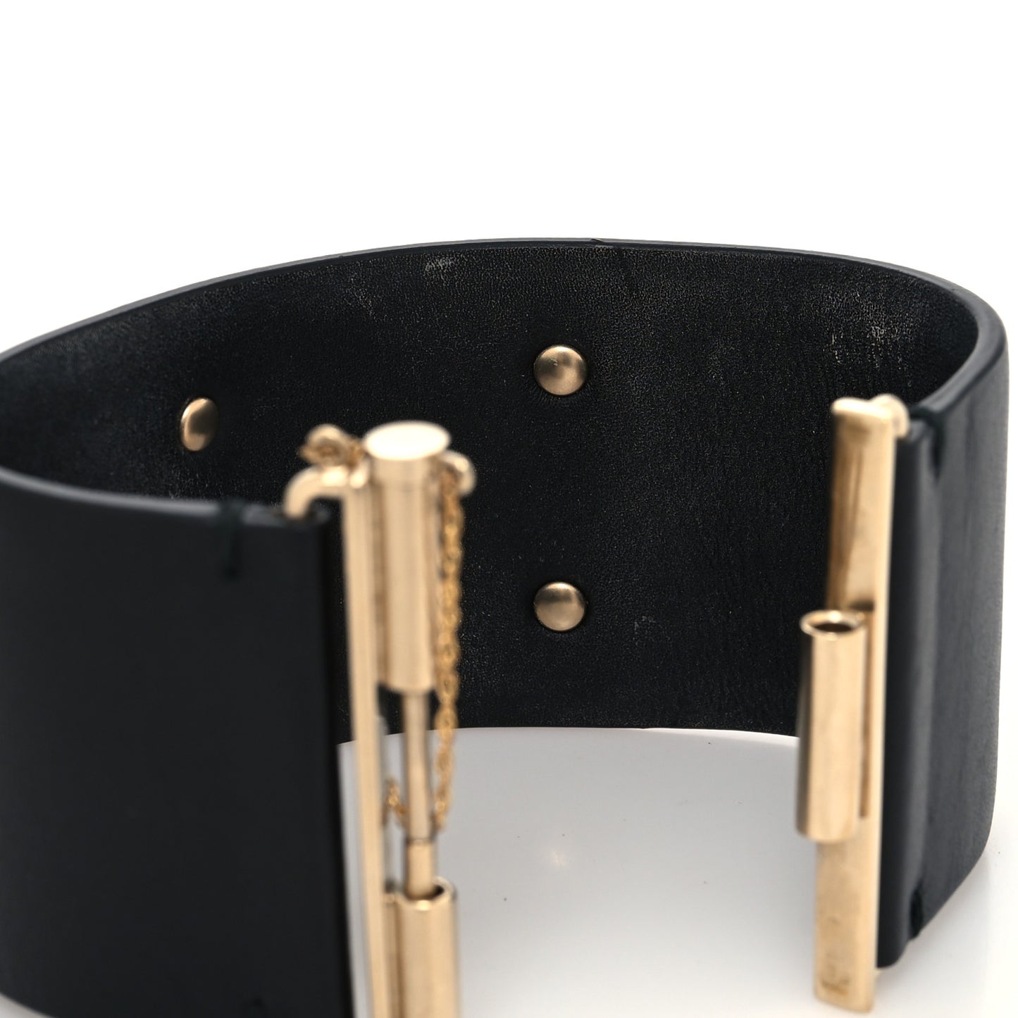 Calfskin CC Wide Cuff L Black Gold
