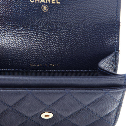 Chanel Caviar Quilted Flap Card Holder Wallet Navy Blue 7 of 9