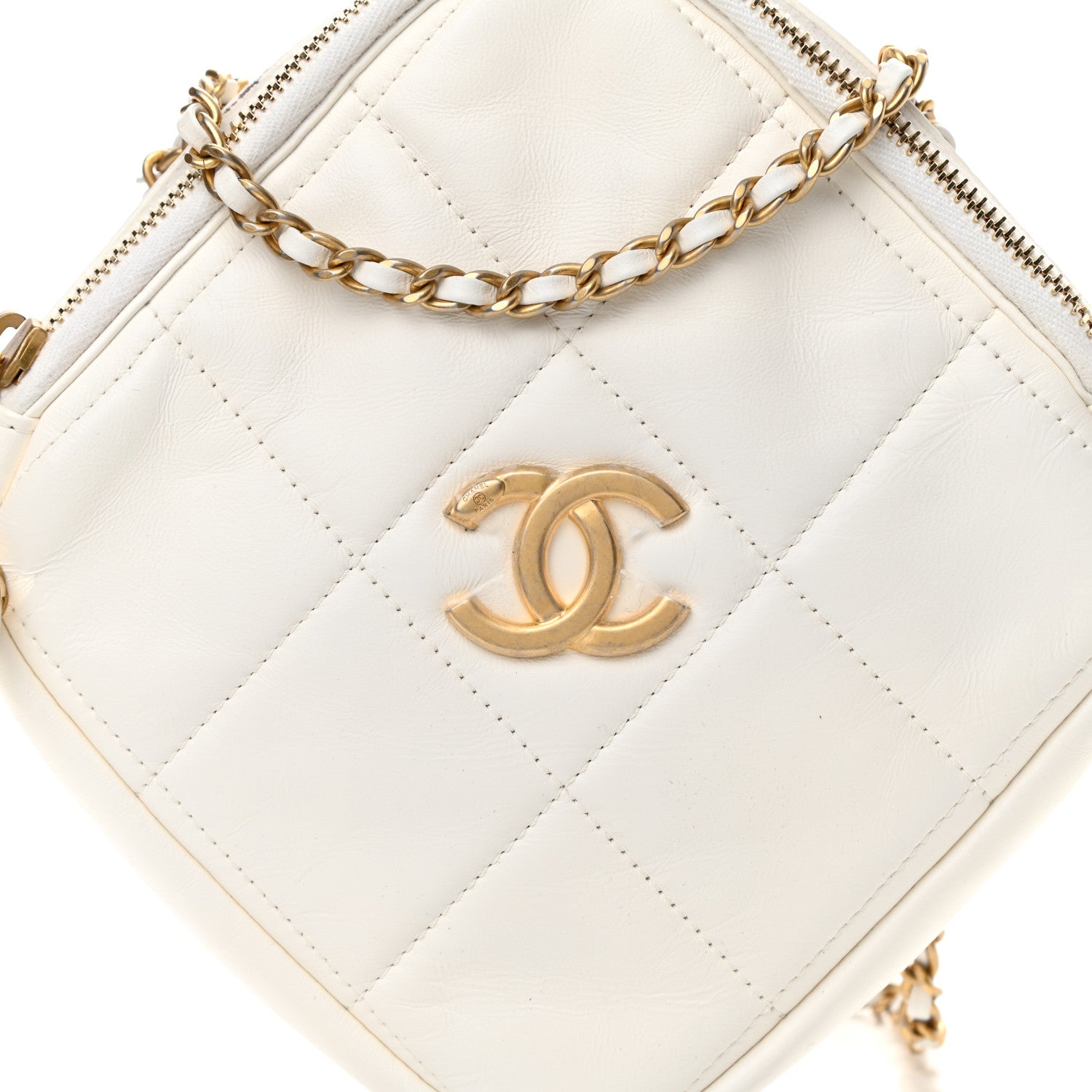 Chanel Lambskin Quilted Diamond Clutch With Chain White 8 of 12