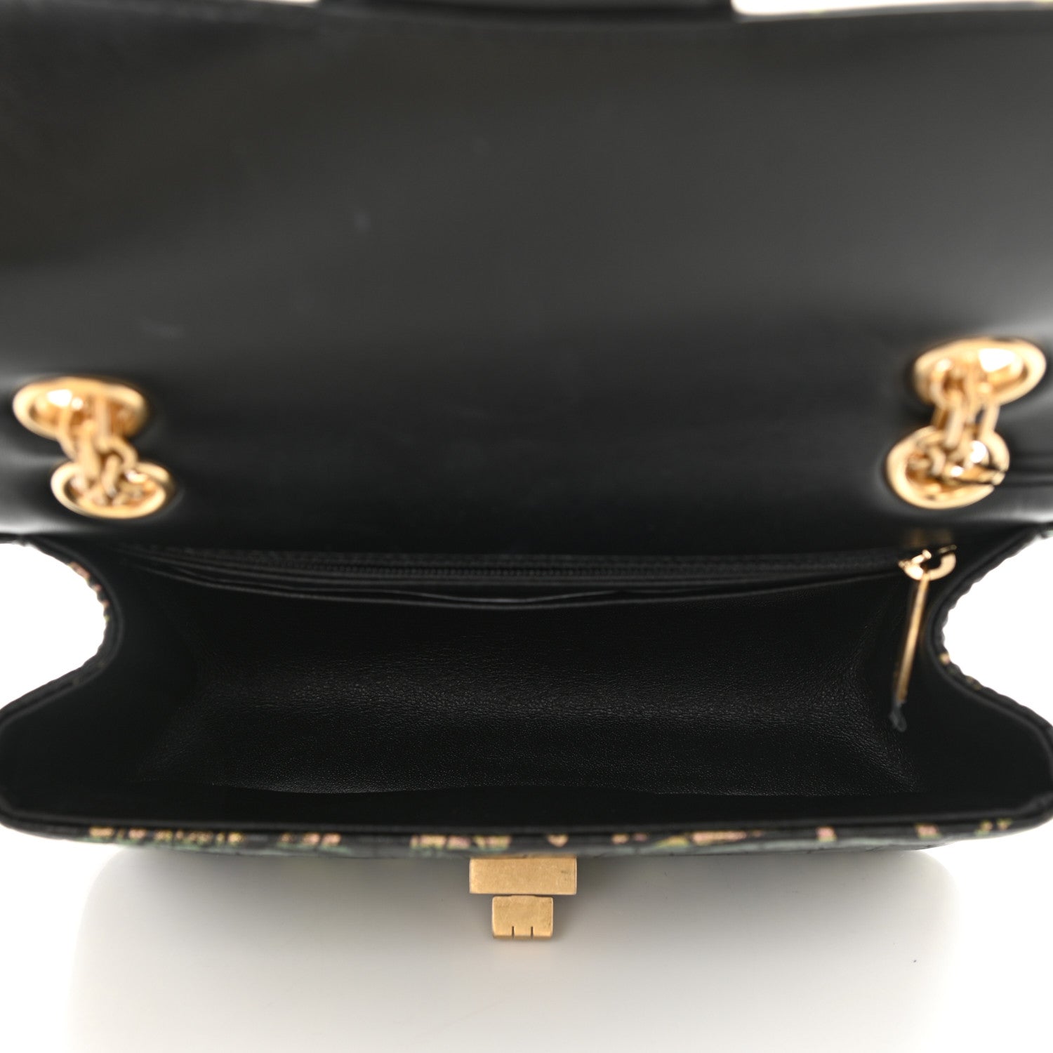 Chanel Calfskin Crocodile Embossed Graffiti 2.55 Mini Cocodile Reissue Flap Black Gold 5 of 8