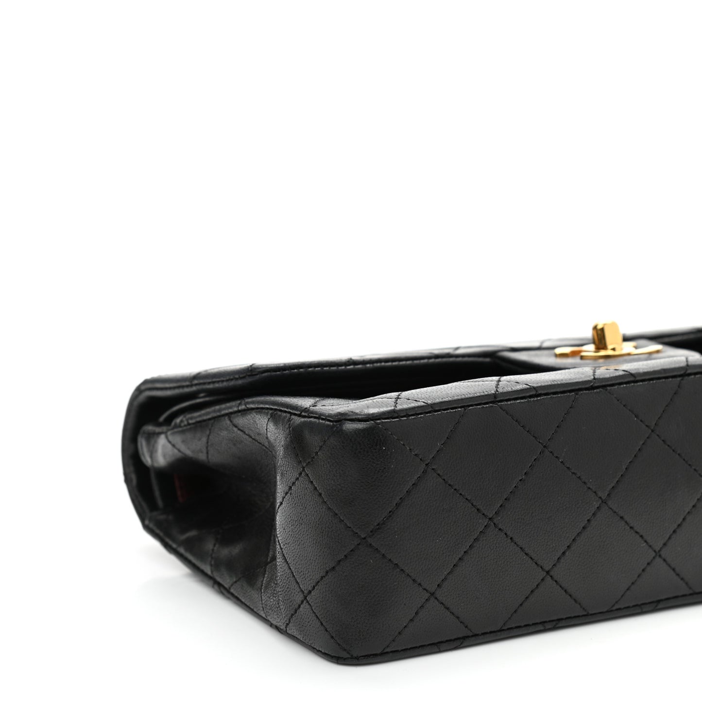 Lambskin Quilted Small Double Flap Black